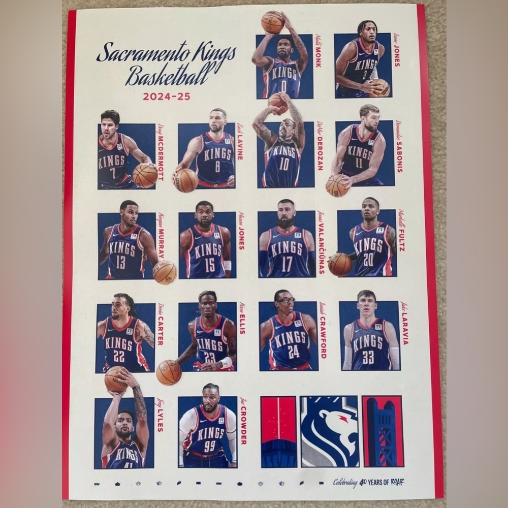 2024-25 SACRAMENTO KINGS Season Ticket Holder 40 Years 18‎ x 24 Poster * NEW *